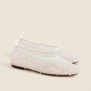 J. Crew Quinn Flats - White Sequin Mesh Ballet Slippers